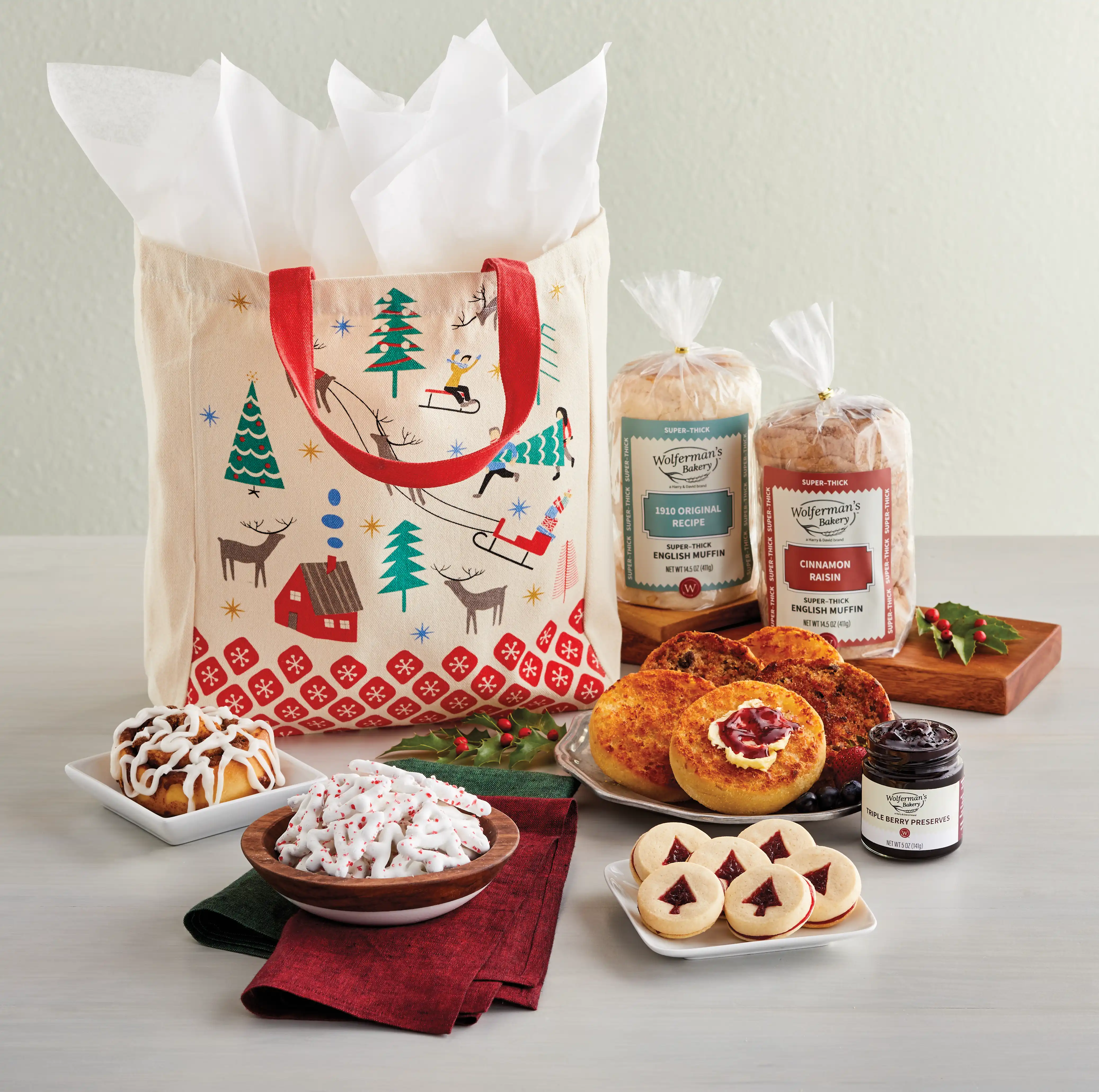 Wolferman's Holiday Tote and Muffin Labels